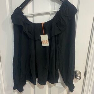 Knox Rose Black Ruffled Women's Blouse